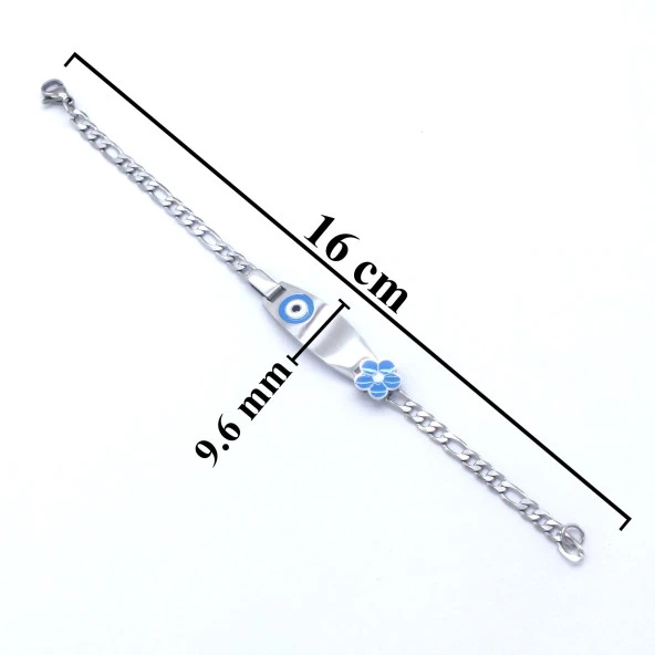 Bebek Bileklik Çelik Mavi Nazar Boncuklu BLK-964 - 4