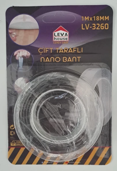 LEVA ŞEFFAF ÇİFT TARAFLI NANO BANT 18mm x 1metre LV-3260