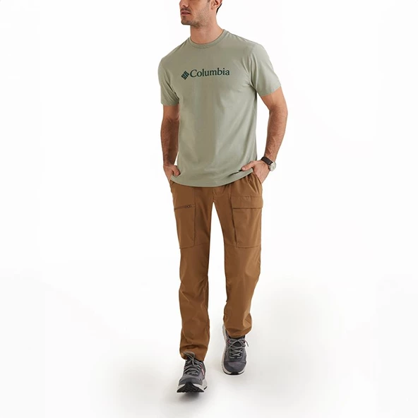Columbia CSC M Basıc Bıg Logo Brushed SS Tee Erkek Tişört Yeşil CS0287-348 - Resim 4