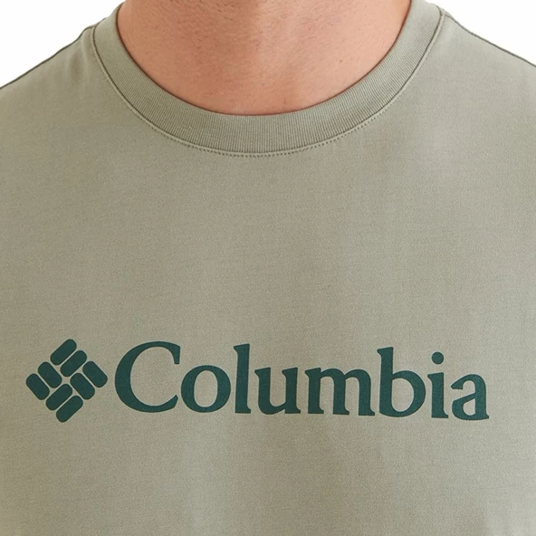 Columbia CSC M Basıc Bıg Logo Brushed SS Tee Erkek Tişört Yeşil CS0287-348 - Resim 5