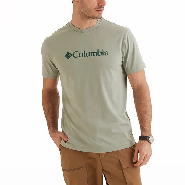 Columbia CSC M Basıc Bıg Logo Brushed SS Tee Erkek Tişört Yeşil CS0287-348