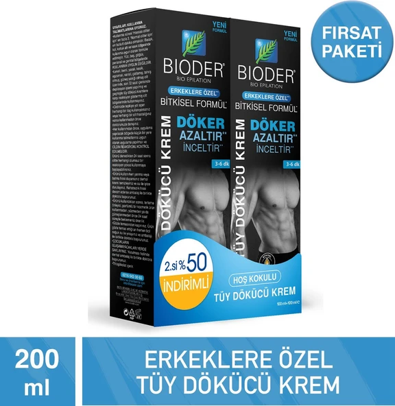 Bioder Erkeklere Özel Tüy Dökücü Krem 2X100ML - 2