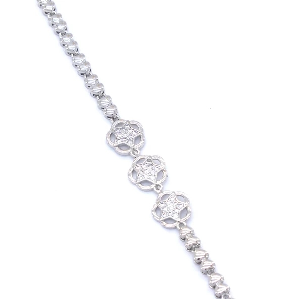 316L Çelik  Zirkon Taşlı Yıldızlı Kadın Bileklik BLK-538 - 4
