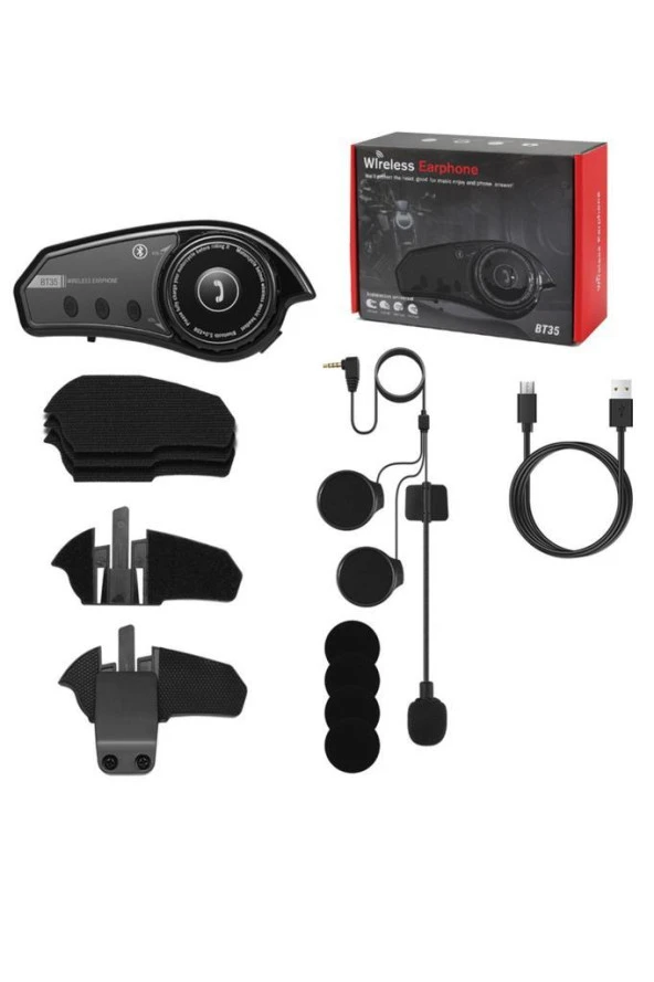 Torima BT-35 Siyah 5.0 Bluetooth Motosiklet Kulaklığı Intercom Siyah Motorsiklet Kulaklık - Resim 2