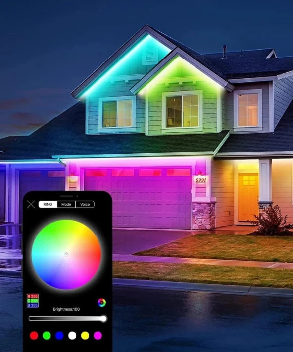10 Metre RGB Şerit Led - Kumanda ve Mobil Aplikasyon Kontrol- Su Geçirmez / Sese Duyarlı - 2