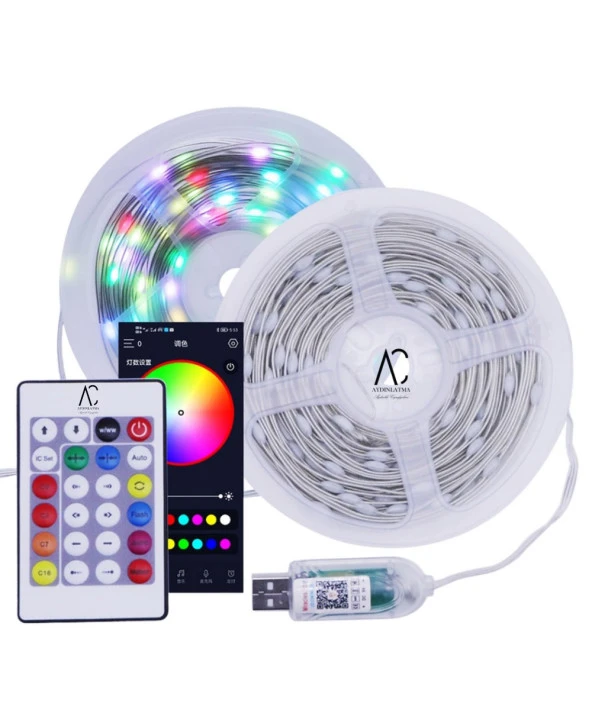 10 Metre RGB Şerit Led - Kumanda ve Mobil Aplikasyon Kontrol- Su Geçirmez / Sese Duyarlı - 3