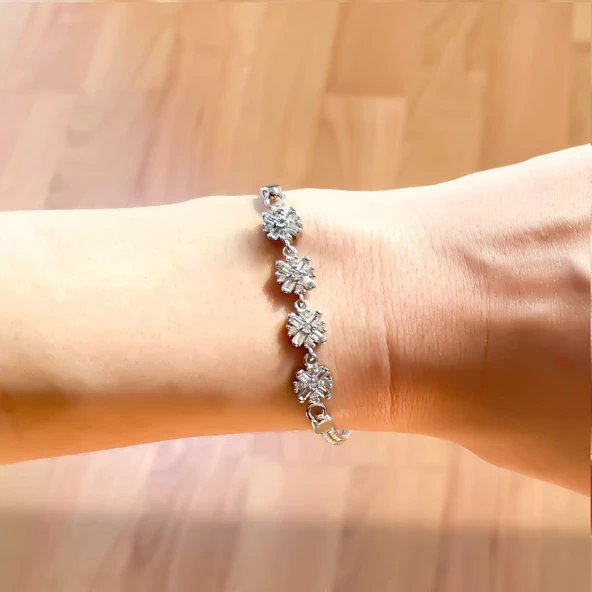 316L Çelik Zirkon Taşlı  Kadın Bileklik BLK-795 - Resim 3