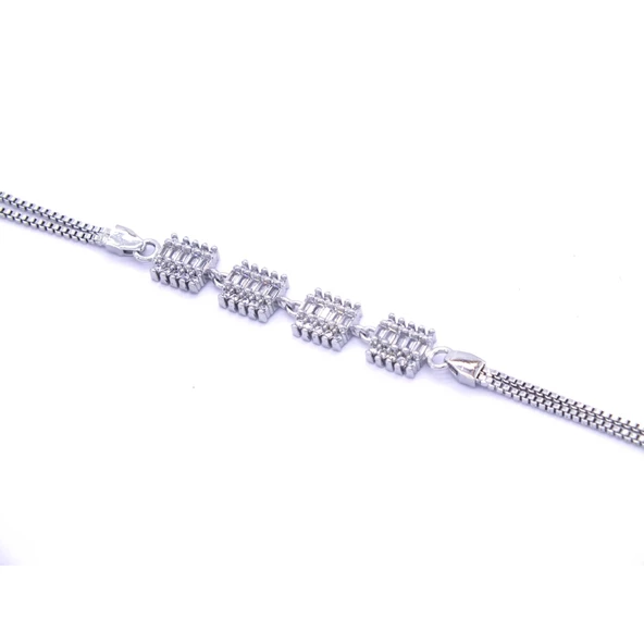 316L Çelik Kare Zirkon Taşlı Kadın Bileklik BLK-797 - 4