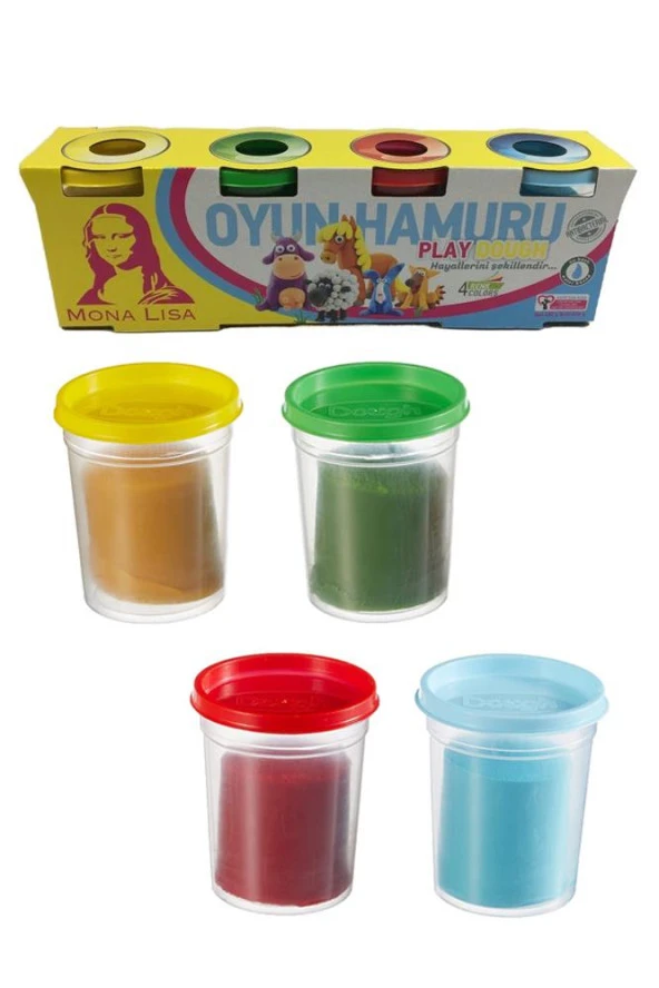 4 Renk Oyun Hamuru Ana Renkler 4x120 gr 1 Paket Monalisa Oyun Hamur Seti Okul Öncesi Kreş Anasınıfı