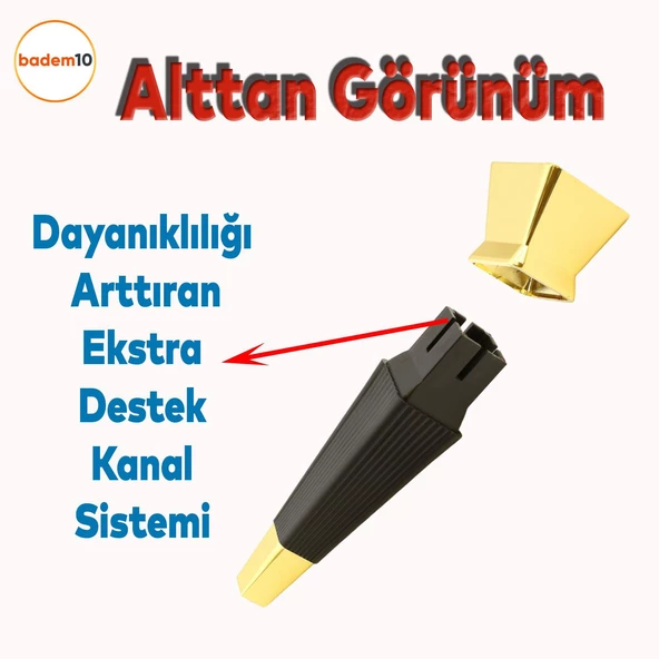 Dempa Lüks Mobilya Yükseltici Kanepe Tv Ünitesi Koltuk Ayağı Konsol Ayakları Siyah Altın 20 Cm - Resim 4