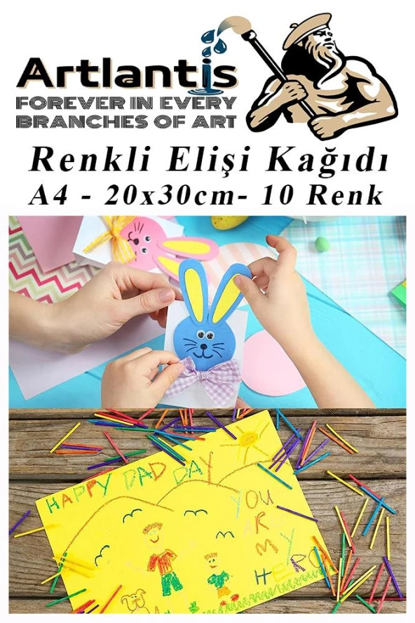Elişi Kağıdı A4 10 Renk 2 Paket El işi Kağıdı 10 Lu Kreş Ana Sınıfı Okul Öncesi Sınıf Malzemesi - 3