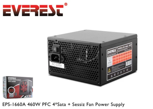 Everest EPS-1455 Peak-250W 12cm Fan 2* SATA 2* IDE ATX Power Supply