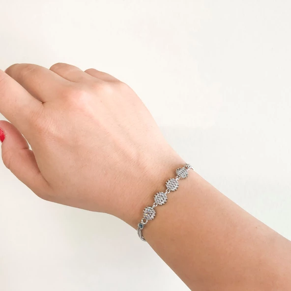 316L Çelik Zirkon Taşlı Şekilli Kadın Bileklik BLK-796 - Resim 3