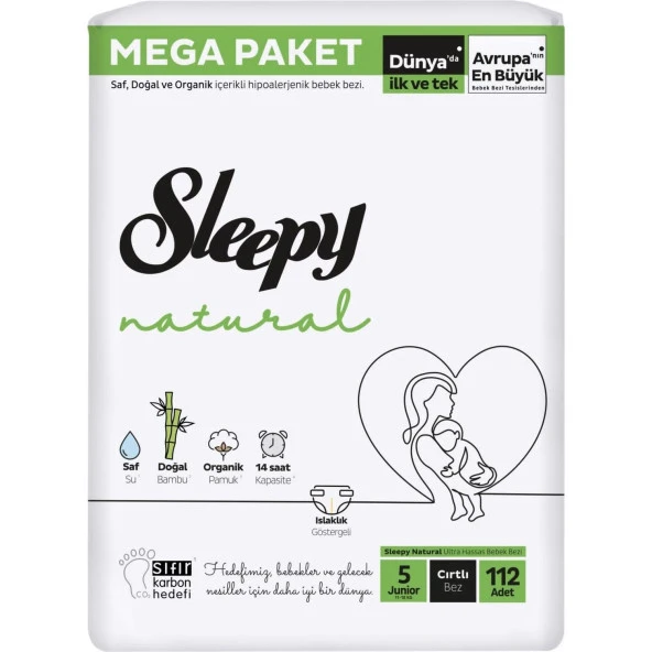 Sleepy Natural Bebek Bezi Mega Fırsat Paketi 5 Beden 11-18 Kg 112 Adet