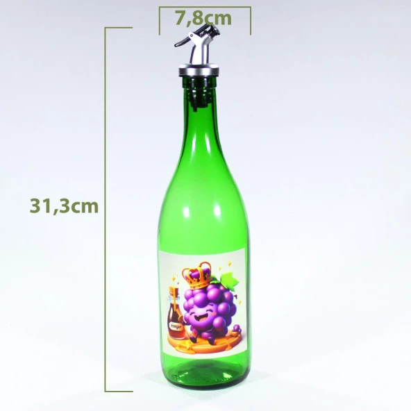 Yağdanlık Sosluk Sirkelik Sirke Animasyon Çimen Yeşili 750 ml Akıtıcılı - 2