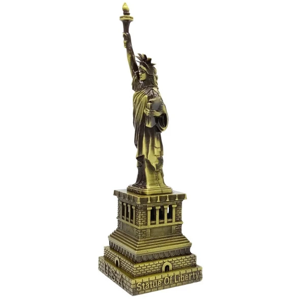 Vintage Metal USA Özgürlük Heykeli Antik Bronz 32 cm - Resim 4