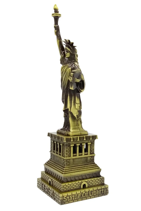 Vintage Metal USA Özgürlük Heykeli Antik Bronz 32 cm - Resim 10