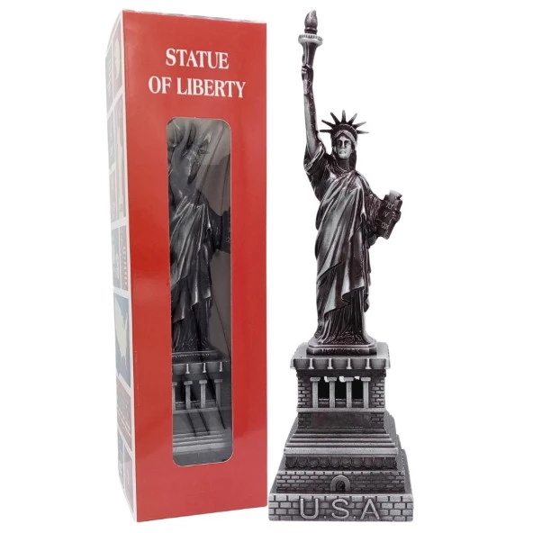 Vintage Metal USA Özgürlük Heykeli Gümüş 32 cm ürün görseli 1
