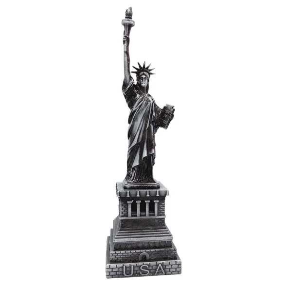 Vintage Metal USA Özgürlük Heykeli Gümüş 32 cm - Resim 3