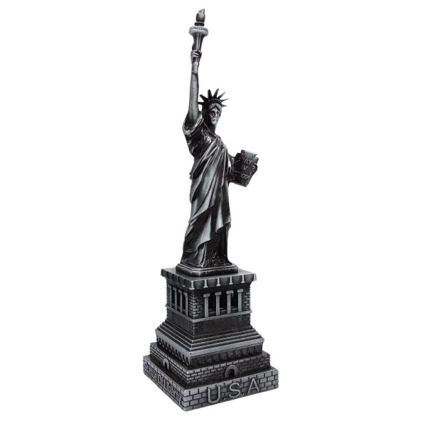 Vintage Metal USA Özgürlük Heykeli Gümüş 32 cm - Resim 5