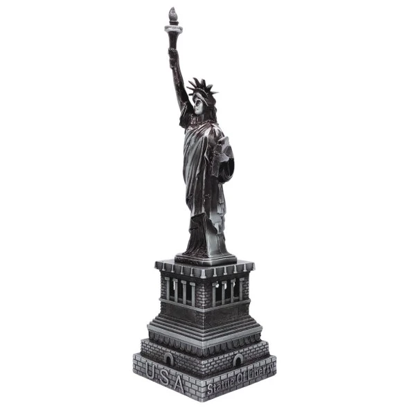 Vintage Metal USA Özgürlük Heykeli Gümüş 32 cm - Resim 6