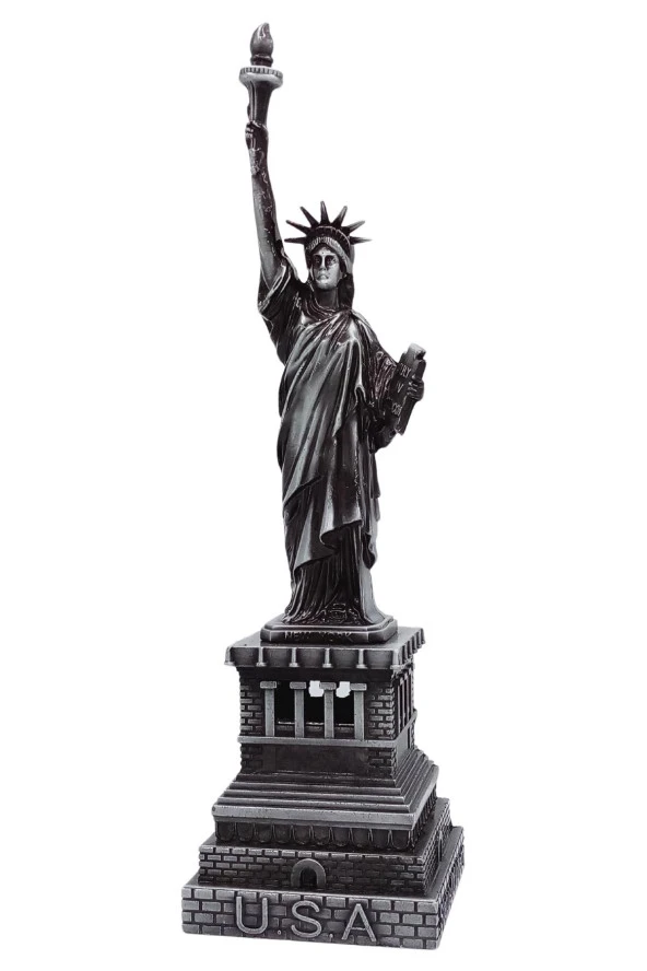 Vintage Metal USA Özgürlük Heykeli Gümüş 32 cm - Resim 10