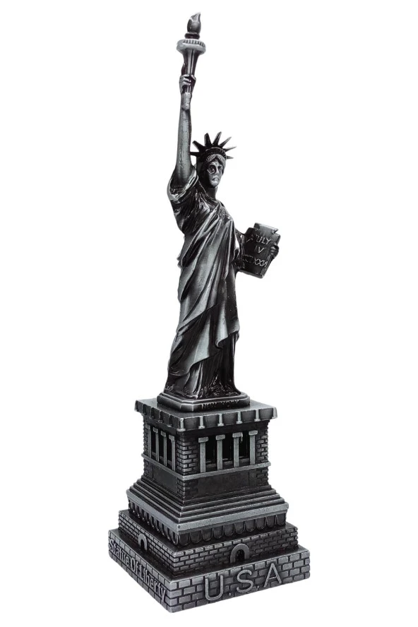 Vintage Metal USA Özgürlük Heykeli Gümüş 32 cm - Resim 11