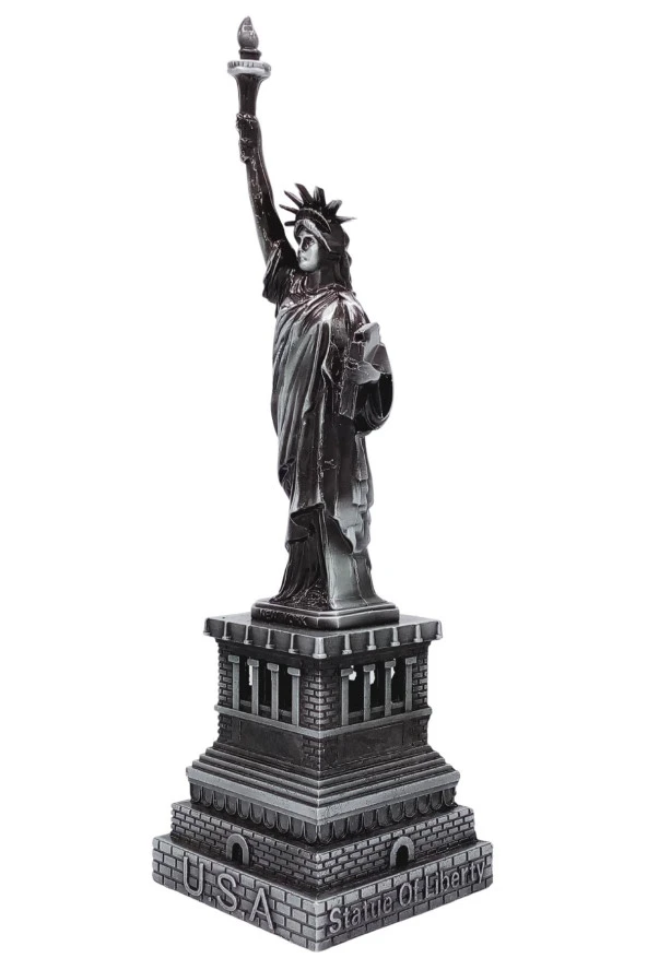 Vintage Metal USA Özgürlük Heykeli Gümüş 32 cm - Resim 12