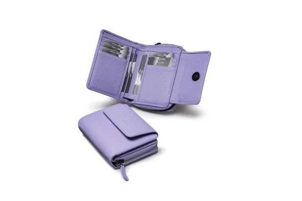SANLINE 2768 Hakiki Deri Kadın Cüzdan - Lila - 2