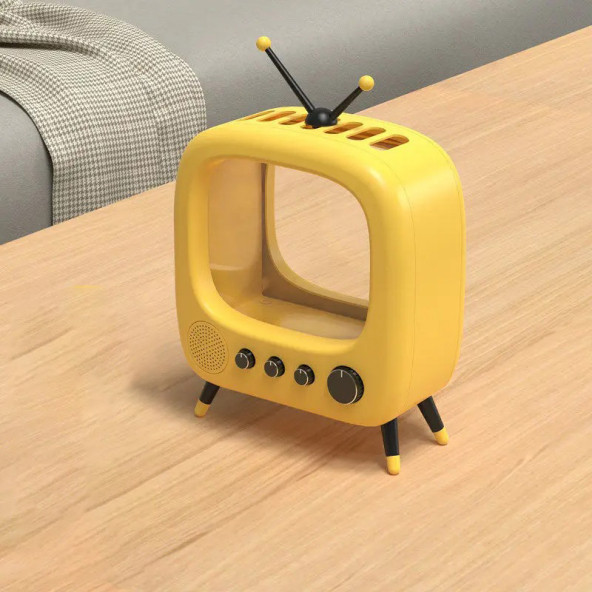 TechTic Tv Şekilli Işıklı Mini Akvaryum Beta Balık Tankı Led Aydınlatma Termostatik Isıtma Vintage - Resim 2