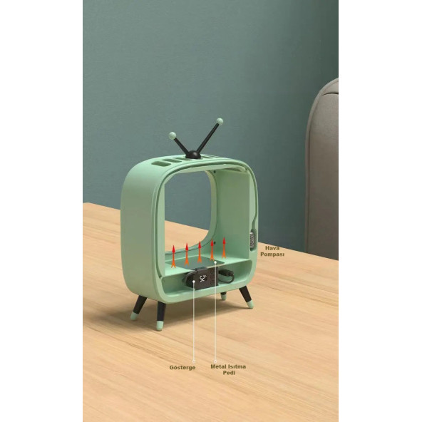 TechTic Tv Şekilli Işıklı Mini Akvaryum Beta Balık Tankı Led Aydınlatma Termostatik Isıtma Vintage - Resim 10