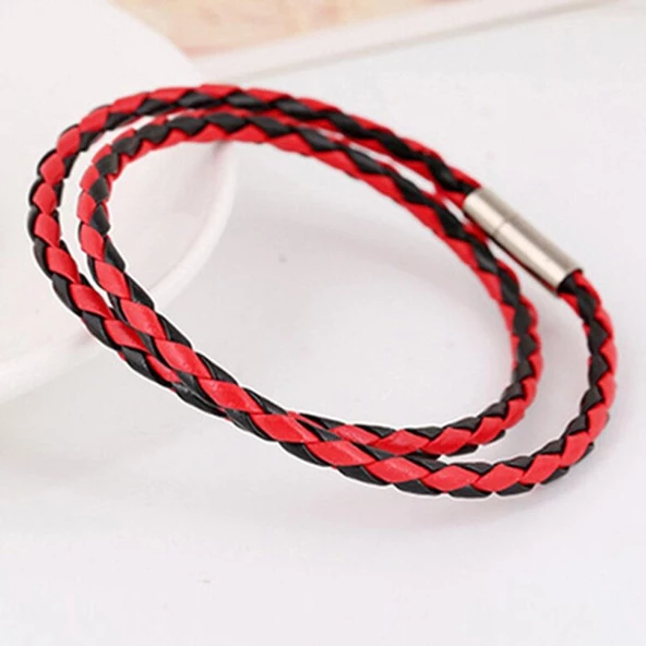 Pratik Tak Çıkar Deri Erkek Kadın Bileklik Paslanmaz Çelik Uç - 11