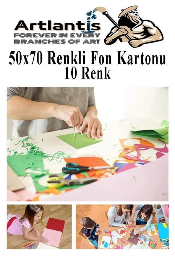 Fon Kartonu 10 Lu 50x70 Cm 2 Paket Arlantis 10 Renk Fon Kartonu 50*70 Okul Sınıf Kreş Anasınıfı - 2