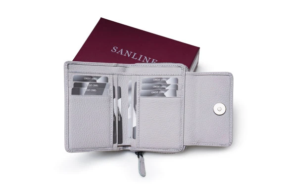 SANLINE 2768 Hakiki Deri Kadın Cüzdan - Gri - 2
