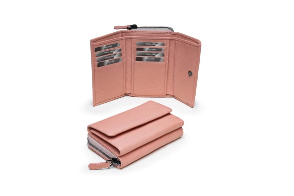 SANLINE 2754 Hakiki Deri Kadın Cüzdan - Pudra - 2