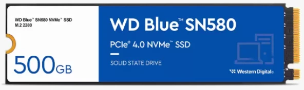 500GB WD BLUE M.2 NVMe SN580 GEN4 WDS500G3B0E 4000/3600MB/s SSD