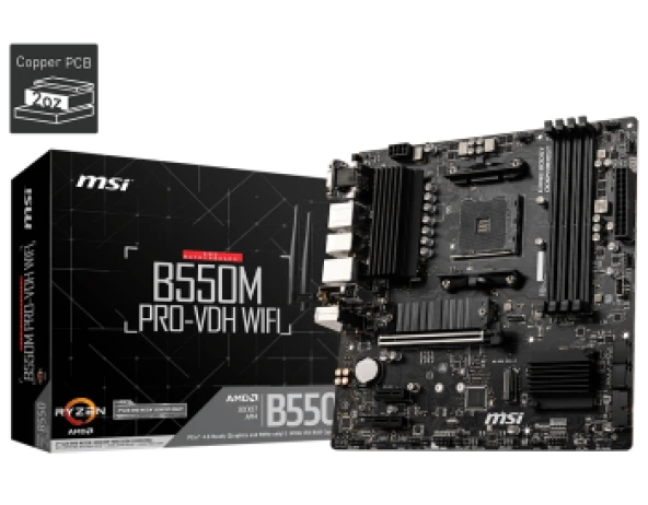 MSI B550M PRO-VDH WIFI DDR4 4400(OC) HDMI MATX AM4