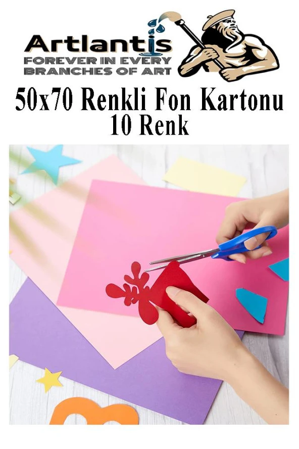 Fon Kartonu 10 Lu 50x70 Cm 5 Paket Arlantis 10 Renk Fon Kartonu 50*70 Okul Sınıf Kreş Anasınıfı - 6