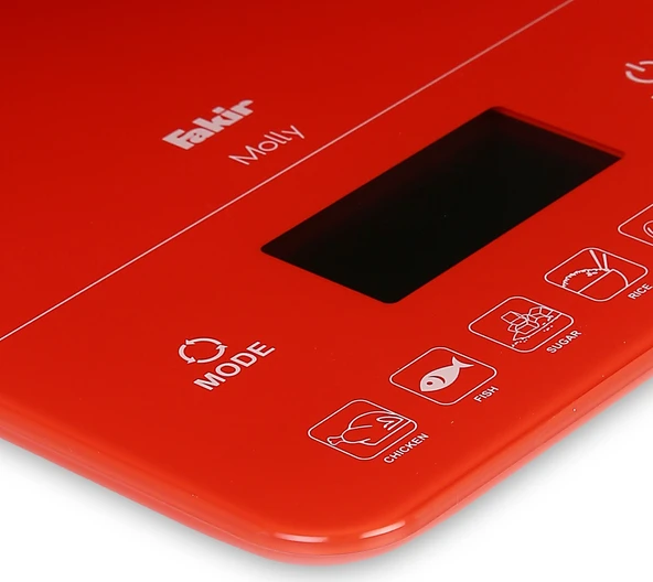 Fakir Molly Dijital Mutfak Tartısı ve Tek Tuş Kalori Ölçer Kırmızı - 2