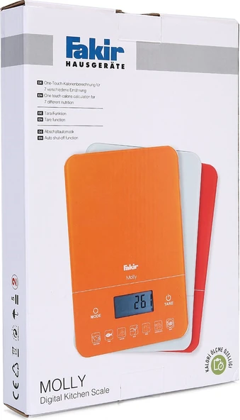 Fakir Molly Dijital Mutfak Tartısı ve Tek Tuş Kalori Ölçer Kırmızı - 3