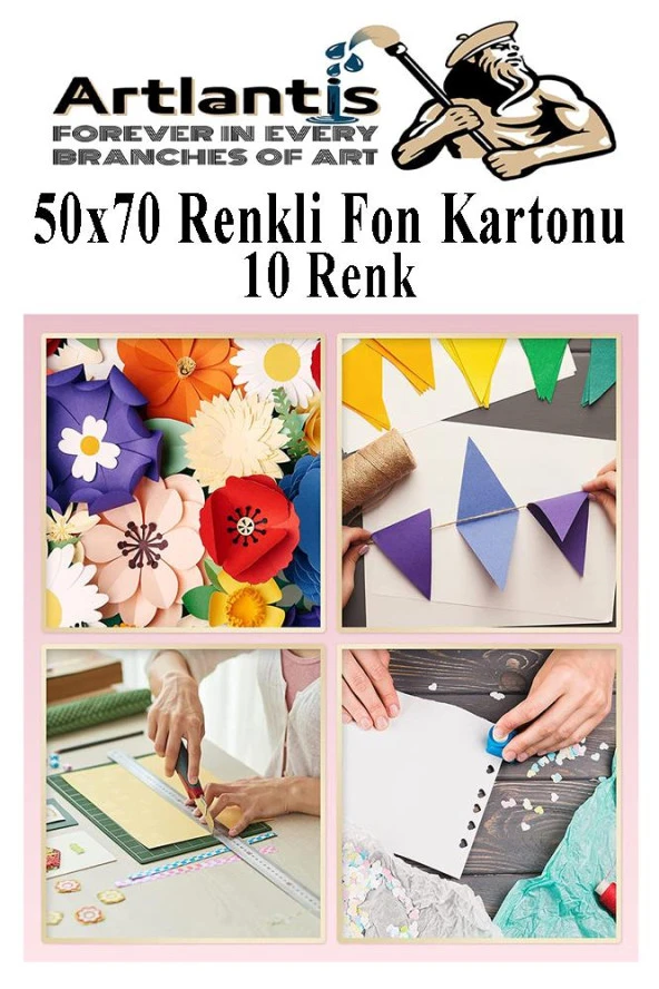 Fon Kartonu 10 Lu 50x70 Cm 10 Paket Arlantis 10 Renk Fon Kartonu 50*70 Okul Sınıf Kreş Anasınıfı - 4