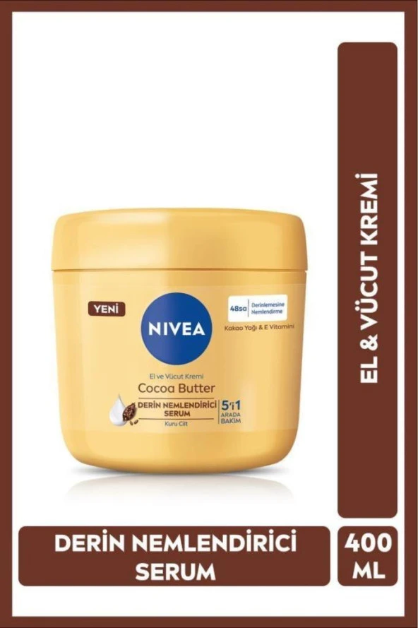 Nivea El Ve Vücut Bakım Kremi Cocoa Butter 400 Ml, Nemlendirici Serum,kakao Yağı Ve E Vitamini