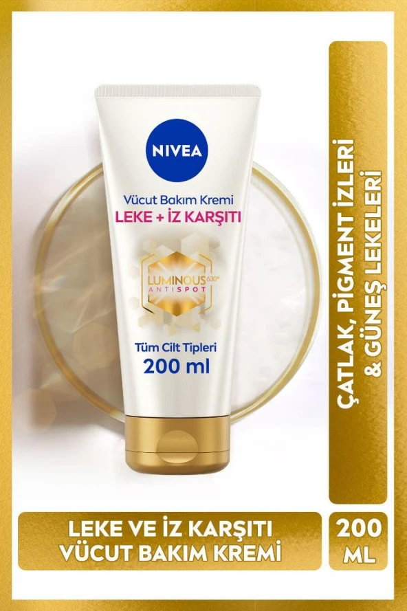 Nivea Luminous 630 Leke ve İz Karşıtı Vücut Bakım Kremi 200ml, Çatlak ve Güneş Lekesi, 48 Saat Nem