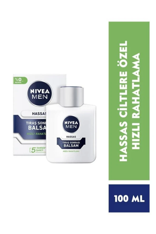 Nivea Men Hassas Tıraş Sonrası Balsam 100ml, Hassas Ciltler,alkolsüz Formül, Hızlı Emilir