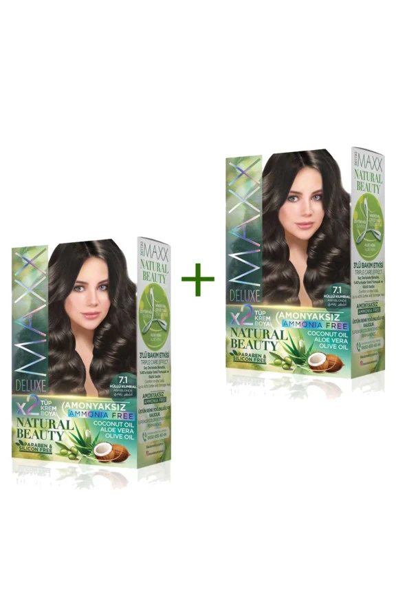 TOPTANBULURUM 2 Paket Natural Beauty Amonyaksız Saç Boyası 7.1 Küllü Kumral