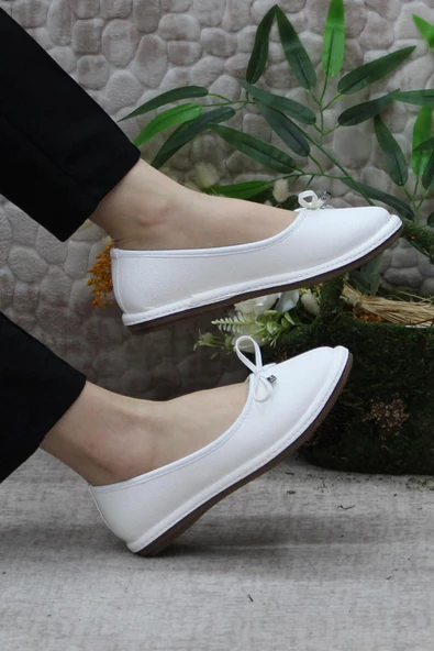 Polaris 166045 Beyaz Esnek Yumuşak Orijinal Ürün Kadın Babet - Resim 5