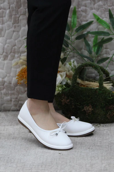 Polaris 166045 Beyaz Esnek Yumuşak Orijinal Ürün Kadın Babet - Resim 2