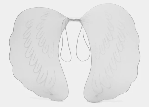 Beyaz Renk Ortası Beyaz Tüylü Tül Peri Kanadı 40x50 cm - Resim 2