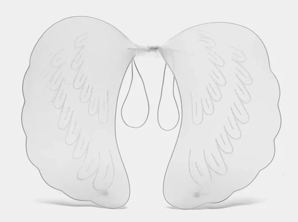 Beyaz Renk Ortası Beyaz Tüylü Tül Peri Kanadı 40x50 cm ürün görseli 1