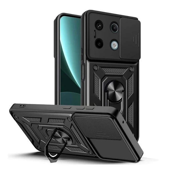 Gpack Xiaomi Redmi Note 13 Pro 5G Kılıf Tank Aramid Sürgülü Vega Yüzüklü Sert Silikon